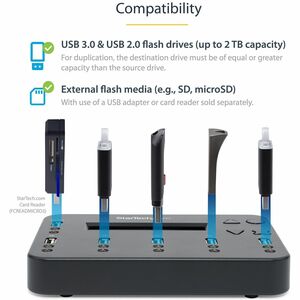 StarTech.com Standalone 1 to 5 USB Thumb Drive Duplicator/Eraser, Multiple USB Flash Drive Copier/Cloner, Sector-by-Sector