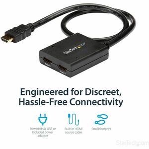 StarTech.com 2 Port HDMI® 4k Video Splitter - 1x2 HDMI Verteiler - 4k @ 30 Hz - bis 30 Hz - 3840 × 2160 - 1 x HDMI Ein - 2