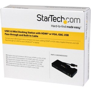 StarTech.com USB 3.0 Universal Laptop Mini Dockingstation mit HDMI oder VGA, Gigabit Ethernet, USB 3.0 - 2 x USB-Anschlüss