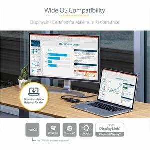 StarTech.com USB 3.0 to HDMI Adapter, 4K 30Hz UHD, USB to HDMI Display Adapter, External Video/Graphics Card for Mac & Win