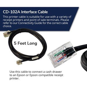 apg® Printer Interface Cable | CD-102A Cable for Cash Drawer to Printer | 1 x RJ-12 Male - 1 x RJ-45 Male | Connects to EP