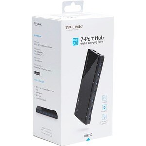 TP-Link UH720 USB-Hub - USB 3.0 Micro-B - Extern - Schwarz - 9 Total USB Port(s) - 7 USB 3.0 Port(s) - PC, Mac, Linux