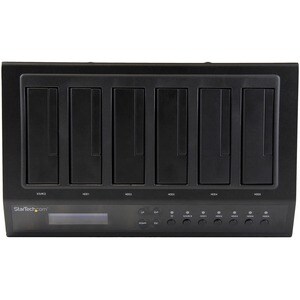 StarTech.com 6 Bay Hard Drive Duplicator/Eraser, 1:5 HDD/SSD Cloner/Copier, USB/eSATA to SATA Dock, Disk Sanitizer/Wiper, 
