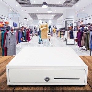 apg®Standard- Duty Point of Sale Cash Drawer | Vasario Series VB320-AW1313-B27 - USD 4 Bill - 4 Coin - 2 Media Slot - Stai