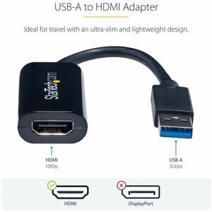 StarTech.com USB 3.0 to HDMI Adapter, USB to HDMI Monitor Converter for Windows, 1080P (no support for macOS/ChromeOS/Linu