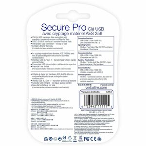 Verbatim Store 'n' Go Secure Pro USB 3.0 Drive - 32 GB - USB 3.0 - Silver - 256-bit AES - Lifetime Warranty - 1 Each - TAA