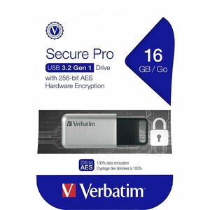 Verbatim Store 'n' Go Secure Pro USB 3.0 Drive - 16 GB - USB 3.0 - 100 MB/s Read Speed - 20 MB/s Write Speed - 256-bit AES