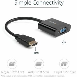 StarTech.com HDMI to VGA Adapter - 1080p - 1920 x 1080 - Black - HDMI Converter - VGA to HDMI Monitor Adapter - 1 x 19-pin