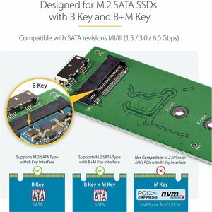 StarTech.com Gabinete USB 3.0 (5Gbps) a SSD M.2 de Aluminio con UASP - Negro - SATA NGFF M.2 con B Key y B+M Key - No Comp