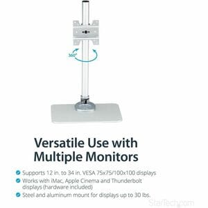 StarTech.com Single Monitor Stand, For up to 34" (30.9lb/14kg) VESA Mount Monitors, Works with iMac / Apple Cinema Display