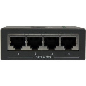 StarTech.com 4 Port Gigabit Midspan - PoE+ Injector - 802.3at and 802.3af - Wall-mountable Power over Ethernet Midspan - 5