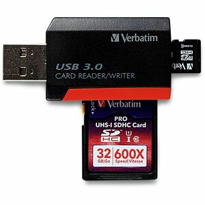 Verbatim Pocket Card Reader, USB 3.0 - Black - SD, microSD, SDXC, miniSD, miniSDHC, microSDHC, microSDXC, SDHC - USB 3.0 -