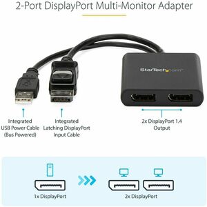 StarTech.com Dual-Monitor DisplayPort 1.2 Splitter, DisplayPort to 2x DP Multi-Monitor Adapter, Dual 4K 30Hz Computer MST 