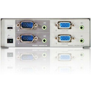 ATEN VS0202 Video Switchbox - Cable - 1920 x 1200 - WUXGA - 2 Input Device - 2 Display - Display, Computer, Speaker, Proje