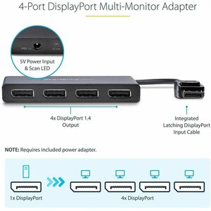 MST HUB DISPLAYPORT TO 4-PORT DISPLAYPORT DP TO DP