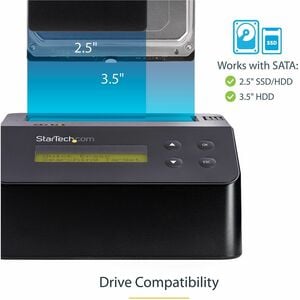 StarTech.com Single Bay SSD/HDD Hard Drive Eraser, 2.5"/3.5" , Standalone Wiper, Disk Sanitizer, Hardware Wiper Erasing To