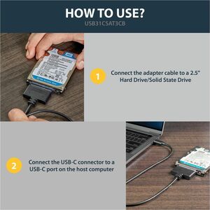 StarTech.com USB 3.1 (10 Gbit/s) Adapterkabel mit USB-C für 2,5" SATA Laufwerke - SATA I/II/III und UASP Unterstützung - E