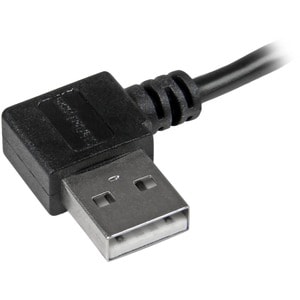 Câble USB A vers Micro B de 2 m avec connecteurs coudés à angle droit - M/M - Noir - 480 Mbit/s - Blindé - Nickel Connecte