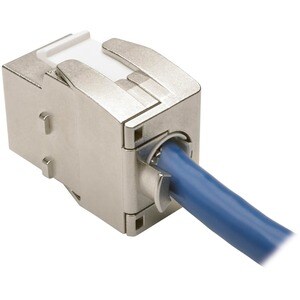 Tripp Lite by Eaton Toolless Shielded Cat6a Keystone Jack PoE/PoE+ Compliant Shuttered - Silver TAA - Silver - 1 x RJ-45 F