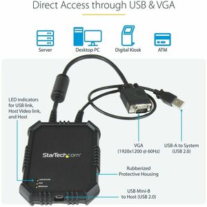 StarTech.com Laptop to Server KVM Console, Rugged USB Crash Cart Adapter with File Transfer and Video Capture, TAA - Turn 