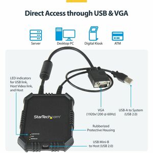 StarTech.com Laptop to Server KVM Console, Rugged USB Crash Cart Adapter with File Transfer and Video Capture, TAA - Turn 