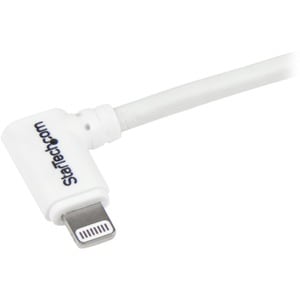 StarTech.com 1m 3 ft Angled Lightning to USB Cable - White - Angled Lightning Cable for iPhone / iPod / iPad - Cable for i
