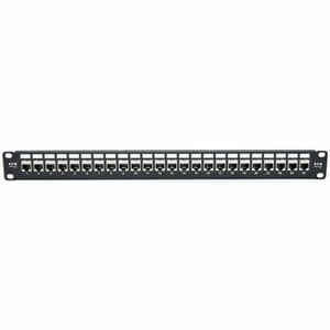 Eaton Tripp Lite Series 24-Port 1U Rack-Mount STP Shielded Cat6a Feedthrough Patch Panel, RJ45 Ethernet, TAA - 24 Port(s) 