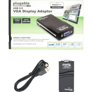 Plugable USB 2.0 to VGA Video Graphics Adapter for Multiple Monitors up to 1920x1080 - Supports Windows 10, 8.1, 7, XP