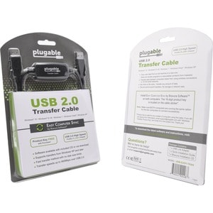 Plugable USB 2.0 Transfer Cable, Unlimited Use, Transfer Data Between 2 Windows PC's - Compatible with Windows 11, 10, 8.1