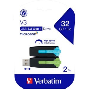 32GB Store 'n' Go® V3 USB 3.2 Gen 1 Flash Drive - 2pk - Blue, Green - 32GB - 2 Pk - Blue, Green