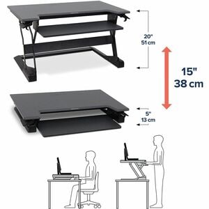 Ergotron WorkFit-TL Sitz-Steh-Tisch - Grau Oberseite - Höhenverstellbar - 952,50 mm Tischplatte Breite x 584,20 mm Tischpl