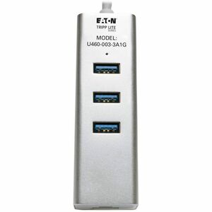 Eaton Tripp Lite Series 3-Port USB 3.x (5Gbps) Hub with LAN Port, USB-C to 3x USB-A Ports and Gigabit Ethernet, Silver - U