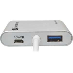 Tripp Lite by Eaton 4-Port USB-C Hub, USB 3.x (5Gbps), 4x USB-A Ports, USB Micro-B Power Input, Silver - USB Type C - Exte