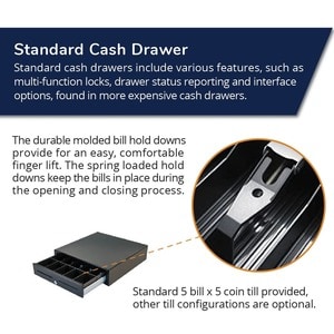 APG Cash Drawer VB320-BL1616 Standard-Duty Cash Drawer, Vasario Series, Multipro 24V, Fixed 5" x 5" Till, 16" x 16" Size, 