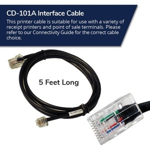apg Printer Interface Cable | CD-101A Cable for Cash Drawer to Printer| 1 x RJ-12 Male - 1 x RJ-45 Male | Connects to EPSO