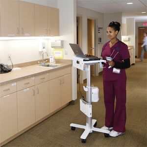 Ergotron StyleView Medical Cart - 4.54 kg Load Capacity - 4 Casters - 76.20 mm Caster Size - Metal, Aluminium - White - 43