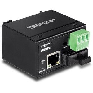 TRENDnet Hardened Industrial 100Base-FX Single-Mode SC Fiber Converter; (30 km; 18.6 Miles); IP40 Rated Housing; TI-F10S30