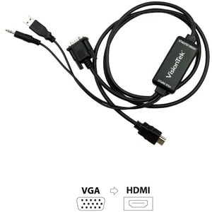 VisionTek VGA to HDMI 1.5M Active Cable (M/M) - 4.92 ft HDMI/VGA Video Cable for Video Device - HD-15 Male VGA - HDMI Male