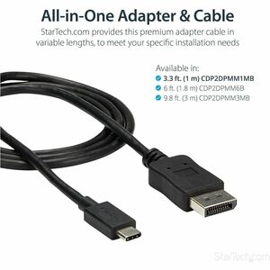 StarTech.com 3ft/1m USB C to DisplayPort 1.2 Cable 4K 60Hz - USB Type-C to DP Video Adapter Monitor Cable HBR2 - TB3 Compa