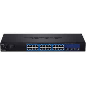 TRENDnet 28-Port Web Smart Switch, 24 x Gigabit Ports, 4 x 10G SFP+ Slots, High Speed Network Uplinks, 128 Gbps Switching 