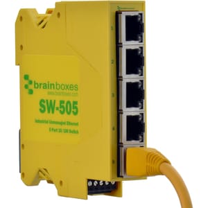 Brainboxes Industrial Compact Ethernet 5 Port Switch DIN Rail Mountable - 5 Ports - Fast Ethernet - 10/100Base-TX - TAA Co