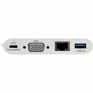 Eaton Tripp Lite Series USB-C Multiport Adapter, VGA, USB 3.x (5Gbps) Hub Port, Gigabit Ethernet and 60W PD Charging, Whit