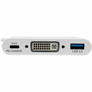 Eaton Tripp Lite Series USB-C to DVI Adapter with USB 3.x (5Gbps) Hub Port and PD Charging, White - 1 x Total Number of DV