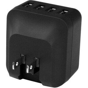 StarTech.com Travel USB Wall Charger â€" 4 Port â€" Black â€" Universal Travel Adapter â€" International Power Adapter â€"