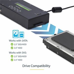 StarTech.com 1:1 Standalone Hard Drive Duplicator and Eraser, SAS/SATA HDD/SSD Cloner/Copier and Disk Eraser/Sanitizer/Wip