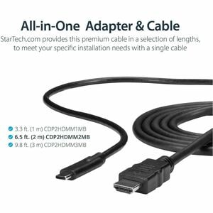 StarTech.com USB C to HDMI Cable - 6 ft / 2m - USB-C to HDMI 4K 60Hz - USB Type C to HDMI - Computer Monitor Cable - Elimi