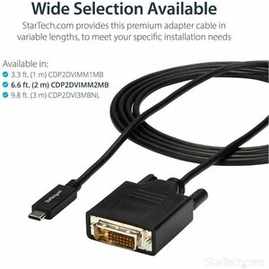 StarTech.com 2m / 6 ft USB-C to DVI Cable - USB 3.1 Type C to DVI - 1920 x 1200 - Black - 6.6 ft. / 2 m USB C to DVI cable