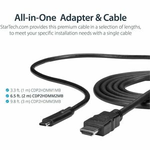 StarTech.com USB C to HDMI Cable - 6 ft / 2m - USB-C to HDMI 4K 60Hz - USB Type C to HDMI - Computer Monitor Cable - Elimi