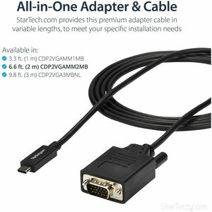 StarTech.com Cavo Adattatore Convertitore USB-C a VGA da 2m - 1920x1200 - Cable for Proiettore, Monitor, Postazione di lav
