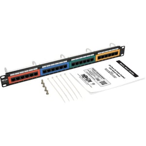 Eaton Tripp Lite Series 24-Port 1U Rack-Mount 110-Type Color-Coded Patch Panel, RJ45 Ethernet, 568B, Cat5/5e - 24 Port(s) 